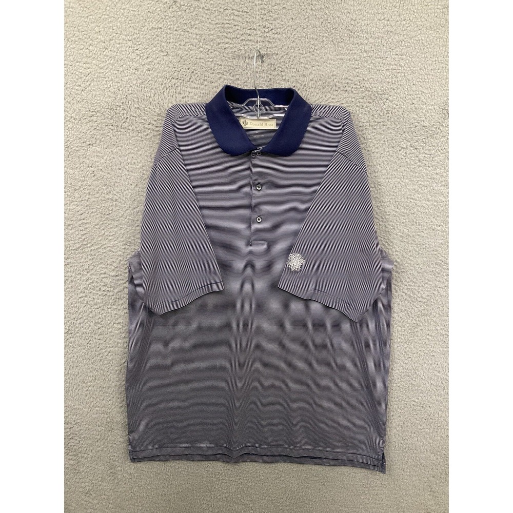 Donald Ross Shirt Mens Large Blue White Striped Polo Performance Polyester Golf